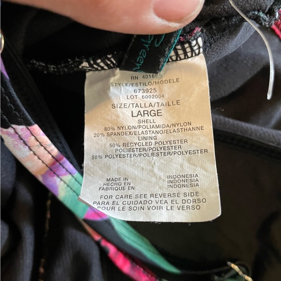 Aqua Green Swimsuit One Piece Women Floral Tie Waist Size Large EUC Clean - Picture 6 of 8